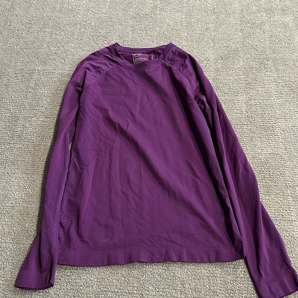 Figs Woman’s Striped Purple and Blue Salta Long Sleeve Tee, Under-scrub